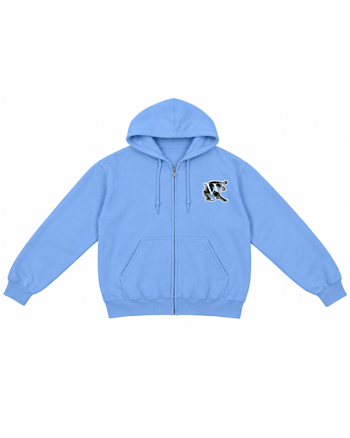 West Jefferson High School x VAST Apparel - 18600 - Carolina Blue Zip Up - Panther front - Oversized PANTHERS back