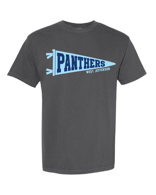 West Jefferson High School x VAST Apparel - Comfort Colors Tee - Panthers Pennant Flag - Full Size Print