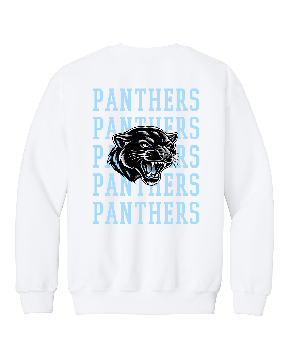West Jefferson High School x VAST Apparel - Youth Gildan Crewneck - WEST JEFFERSON Pocket Front / PANTHERS (Repeating) Back