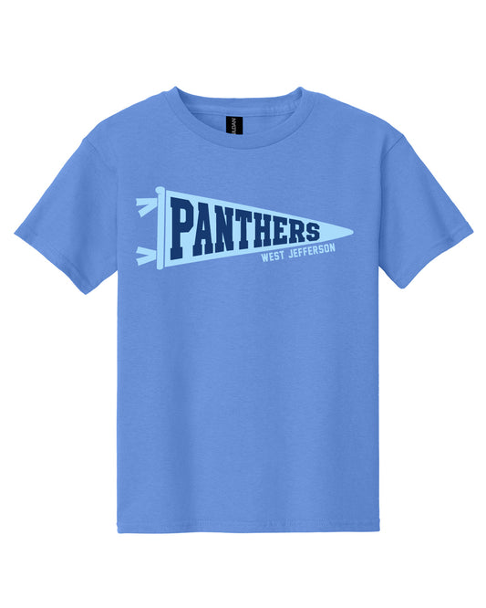West Jefferson High School x VAST Apparel - Youth Gildan Tee - Panthers Pennant Flag - Full Size Print