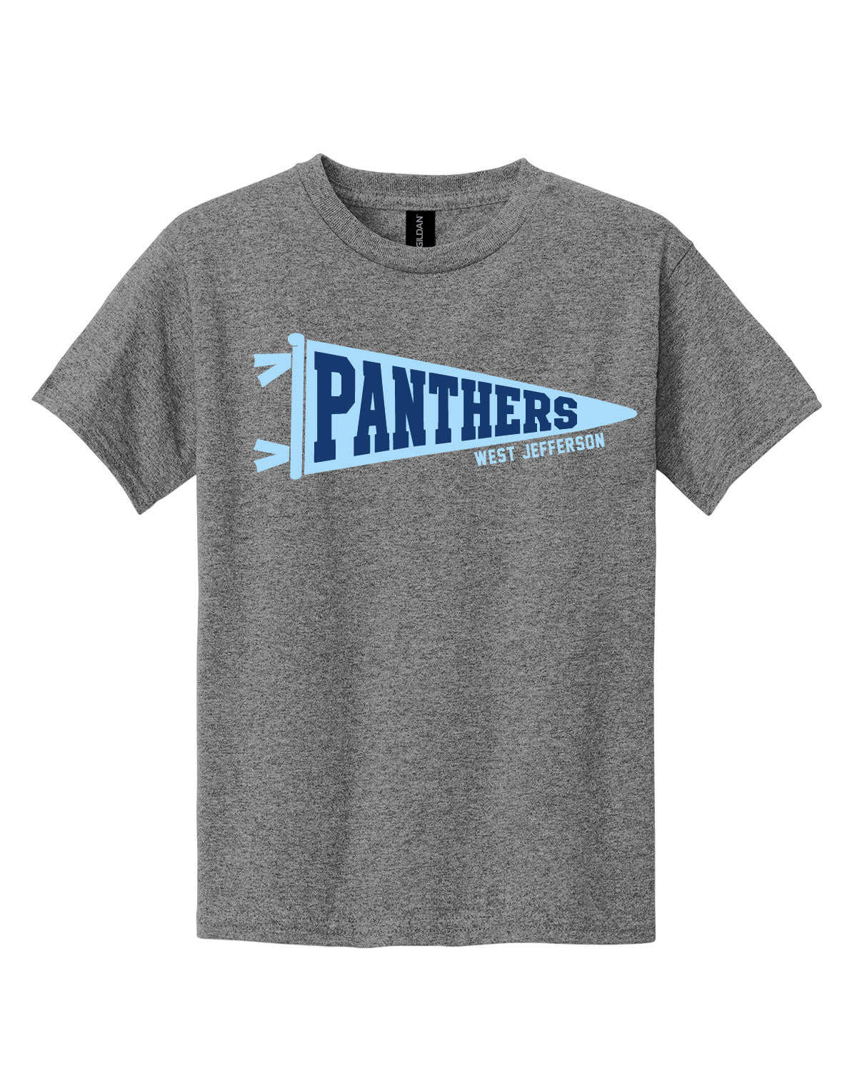 West Jefferson High School x VAST Apparel - Youth Gildan Tee - Panthers Pennant Flag - Full Size Print