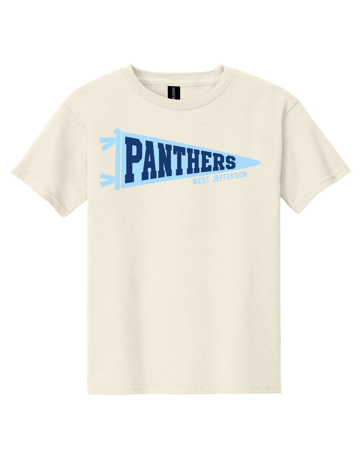 West Jefferson High School x VAST Apparel - Youth Gildan Tee - Panthers Pennant Flag - Full Size Print