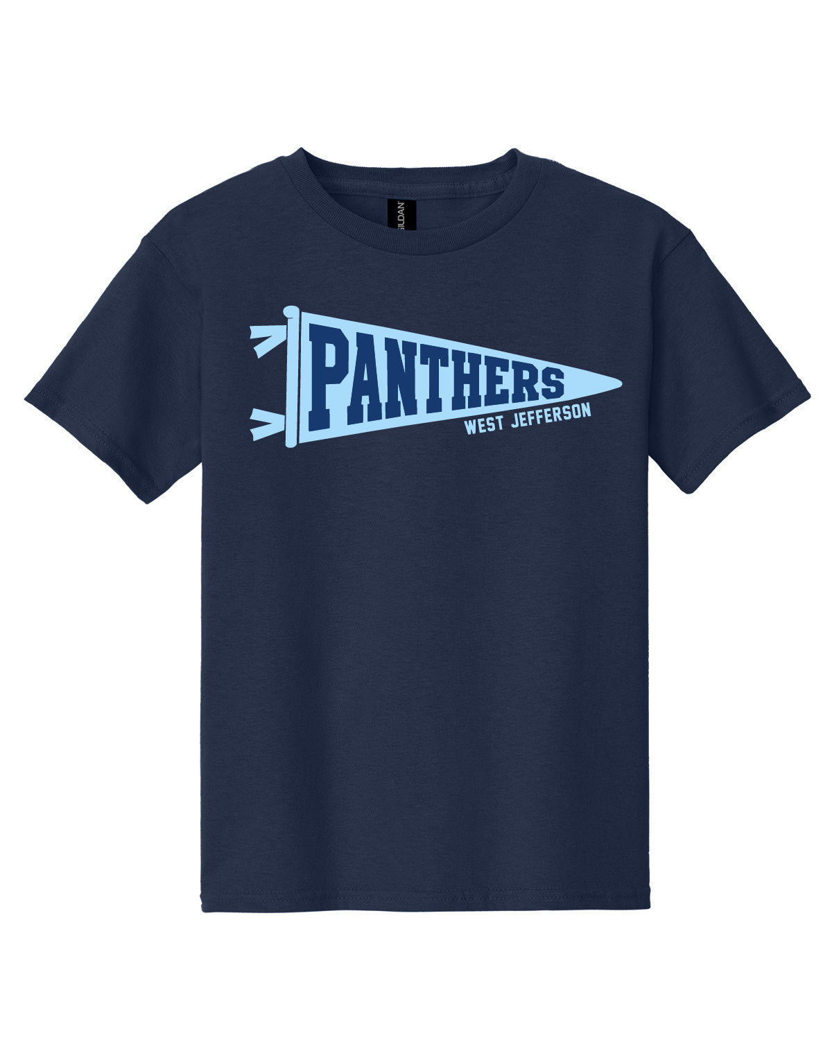 West Jefferson High School x VAST Apparel - Youth Gildan Tee - Panthers Pennant Flag - Full Size Print