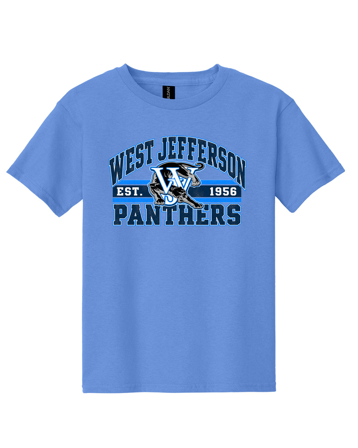 West Jefferson High School x VAST Apparel - Youth Gildan Tee - Vintage West Jefferson Panthers Est 1956 Full Size Print
