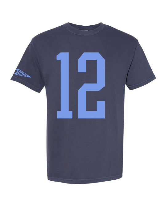 Skyline High School x VAST Apparel - Comfort Colors Tee - Custom Number Front - Grizz Pennant Flag Sleeve