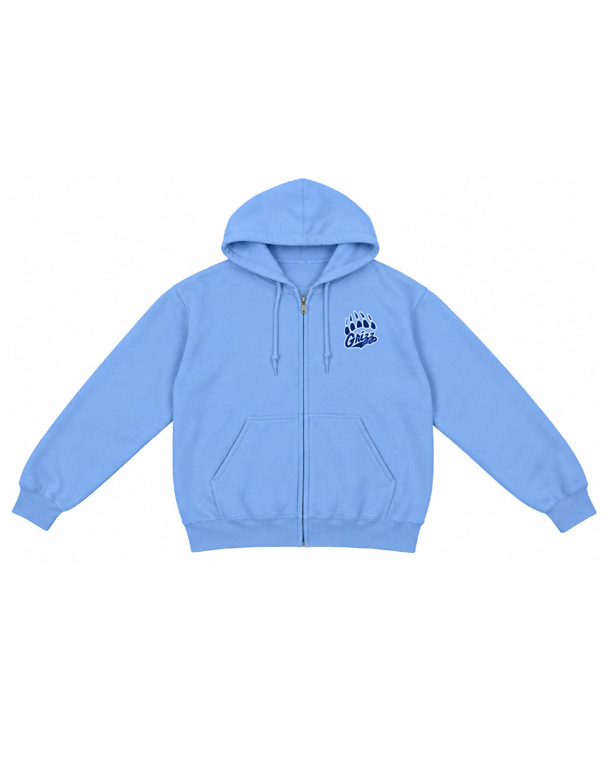 Skyline High School x VAST Apparel - 18600 - Carolina Blue Zip Up - Grizz Paw front - Oversized SKYLINE back