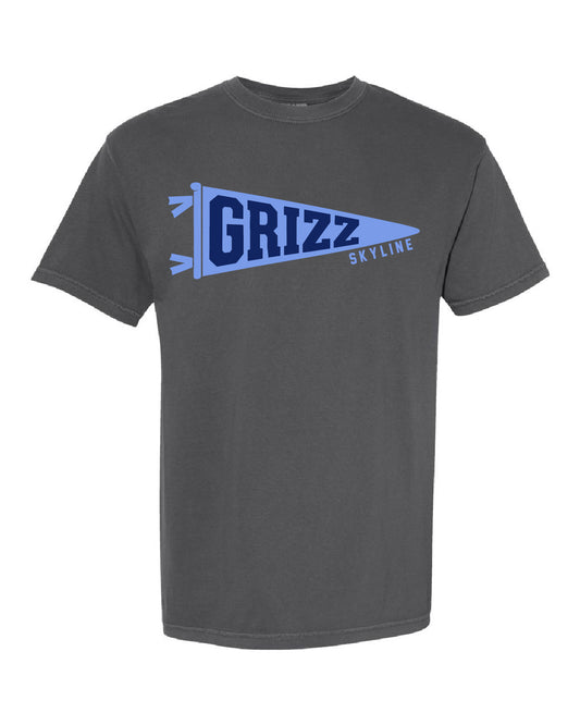 Skyline High School x VAST Apparel - Comfort Colors Tee - Grizz Pennant Flag - Full Size Print
