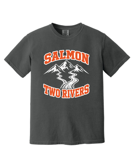 Salmon Schools - Printed - Salmon Two Rivers - Customized Back - Comfort Colors Tee 1717