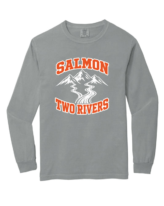 Salmon Schools - Printed - Salmon Two Rivers - Customized Back - Comfort Colors Long Sleeve Tee 6014