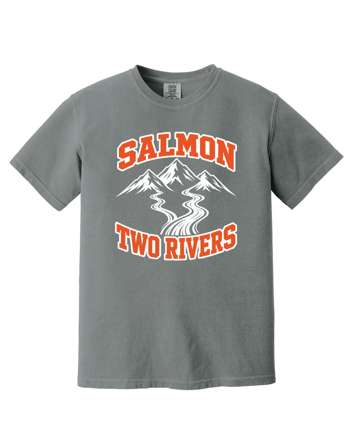 Salmon Schools - Printed - Salmon Two Rivers - Customized Back - Comfort Colors Tee 1717