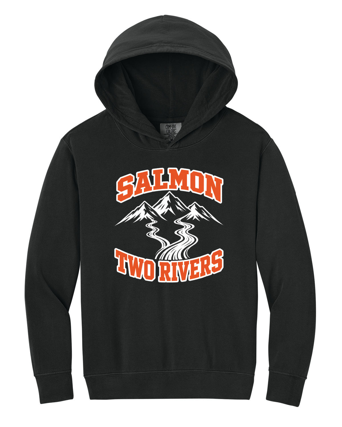 Salmon Schools - Printed - Salmon Two Rivers - Customized Back - Youth Comfort Colors Hoodie 1467Y