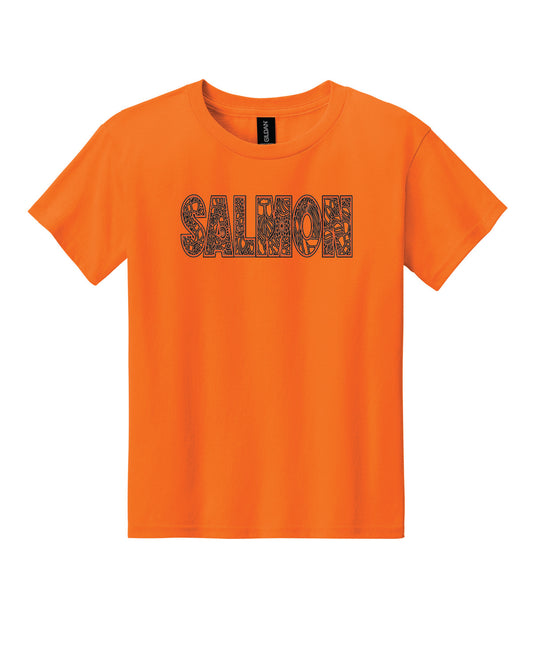 Salmon Schools - Printed - Salmon Floral Design - Gildan® Youth Light Cotton Tee 3000B