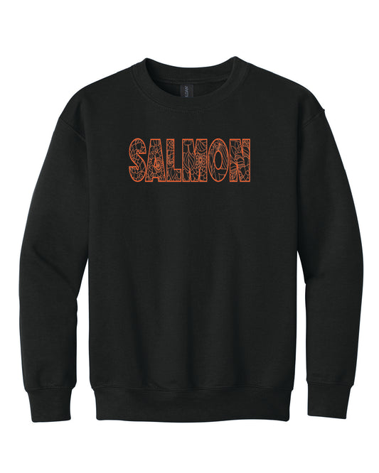 Salmon Schools - Printed - Salmon Floral Design - Gildan® Youth Heavy Blend™ Crewneck Sweatshirt 18000B