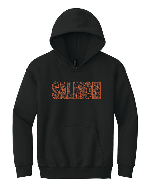 Salmon Schools - Printed - Salmon Floral Design - Gildan® Youth Heavy Blend™ Hooded Sweatshirt 18500B