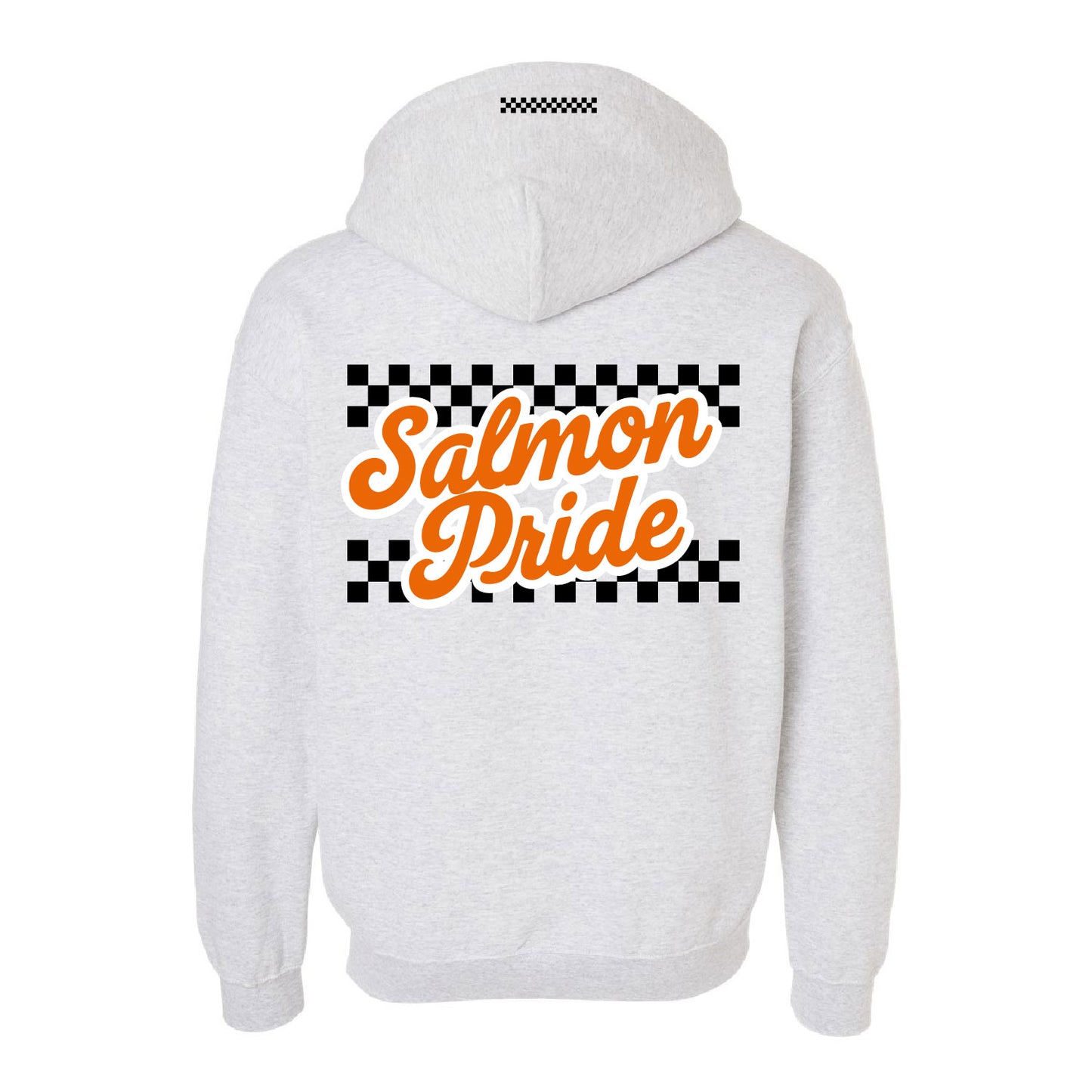 Salmon Pride (cursive) Checkers - Adult ASH Hoodies