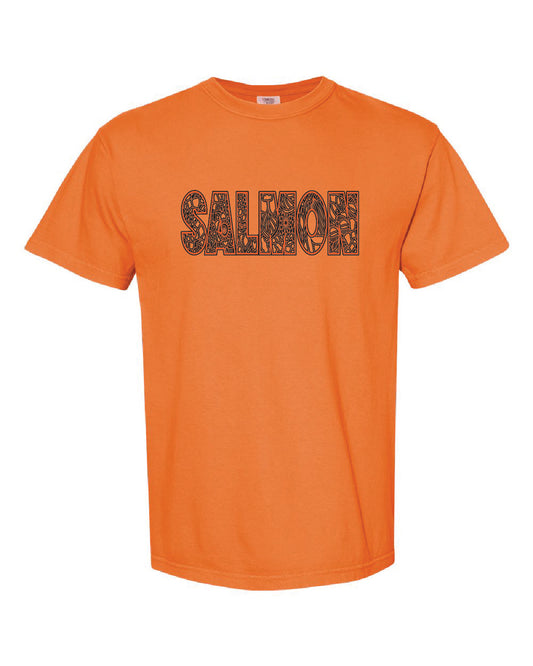 Salmon Schools - Printed - Salmon Floral Pattern - Comfort Colors Tee 1717