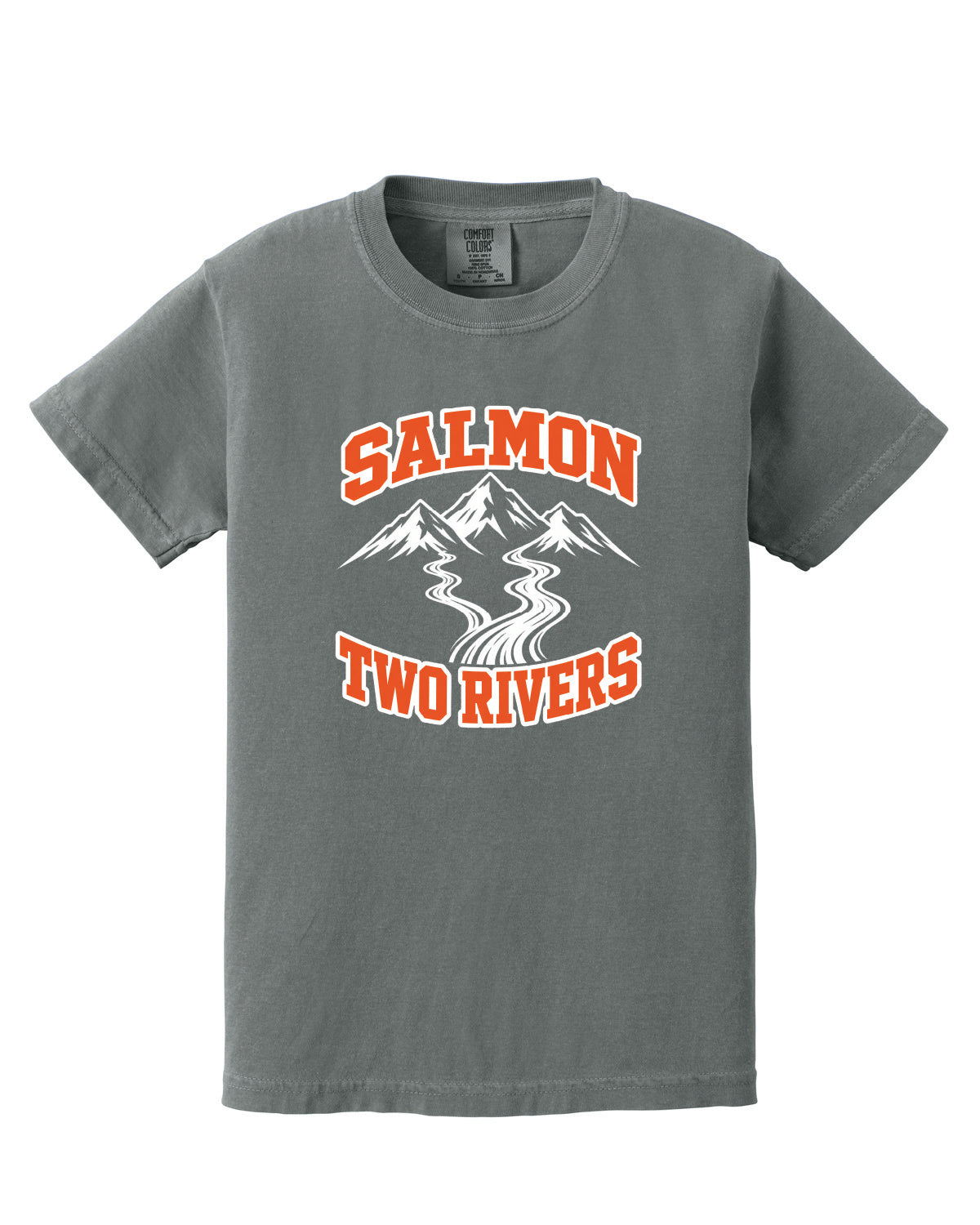Salmon Schools - Printed - Salmon Two Rivers - Customized Back - Youth Comfort Colors Tee 9018