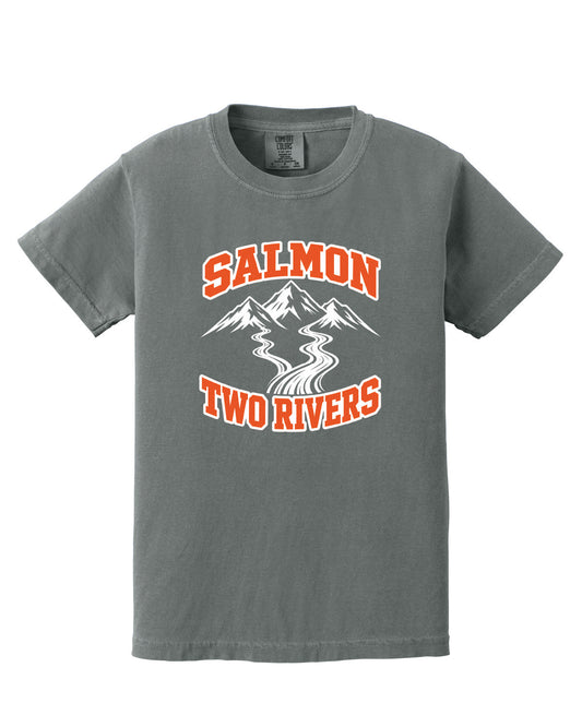 Salmon Schools - Printed - Salmon Two Rivers - Customized Back - Youth Comfort Colors Tee 9018