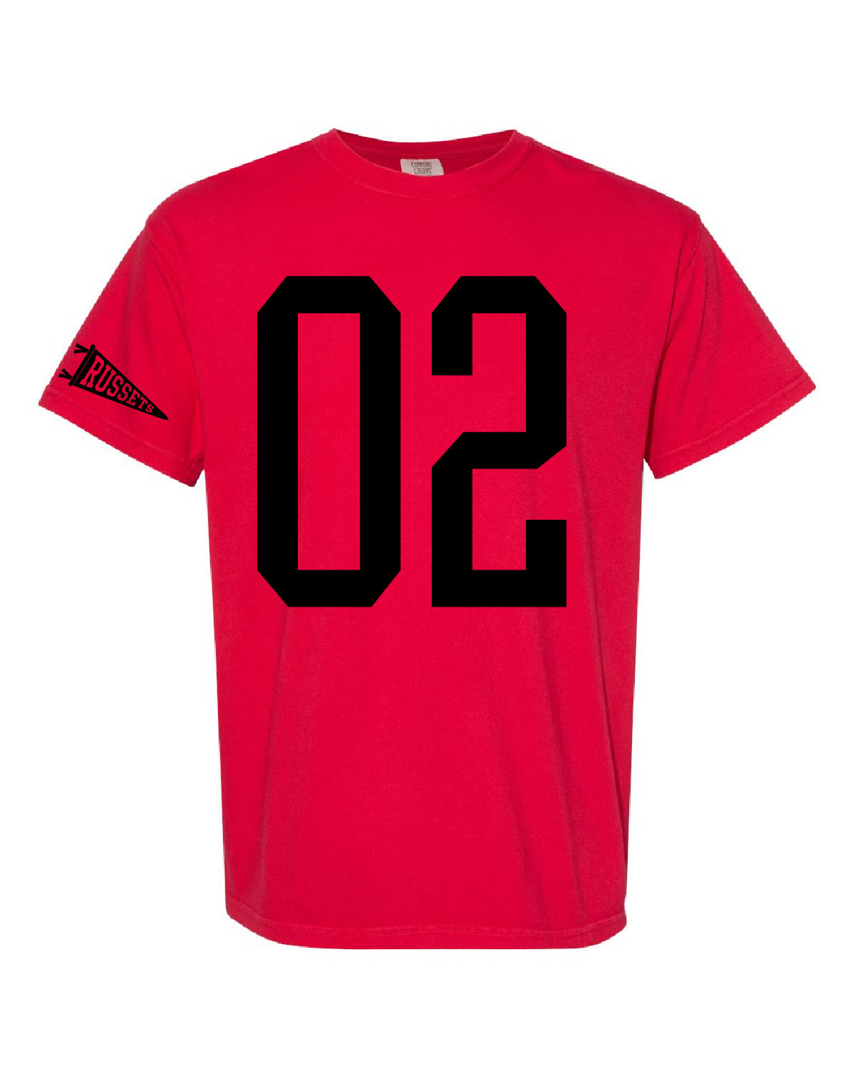 Shelley High School x VAST Apparel - Comfort Colors Tee - Custom Number Front - Russet Pennant Flag Sleeve