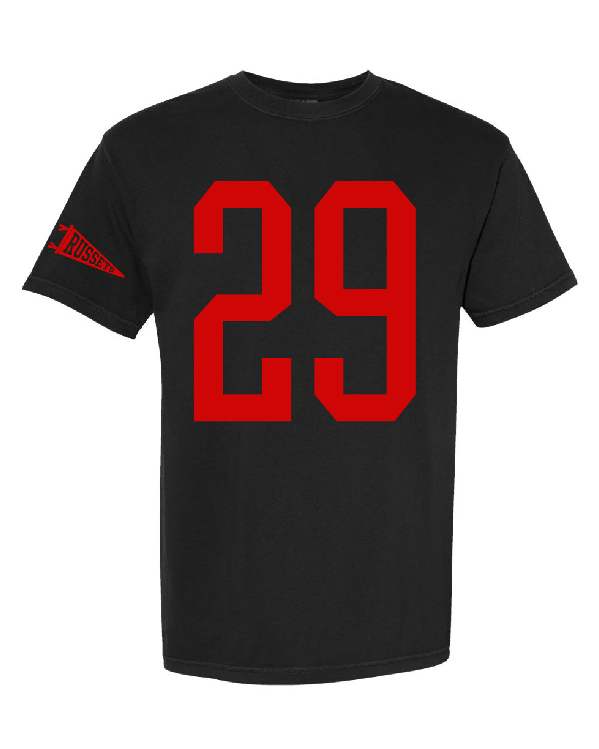 Shelley High School x VAST Apparel - Comfort Colors Tee - Custom Number Front - Russet Pennant Flag Sleeve