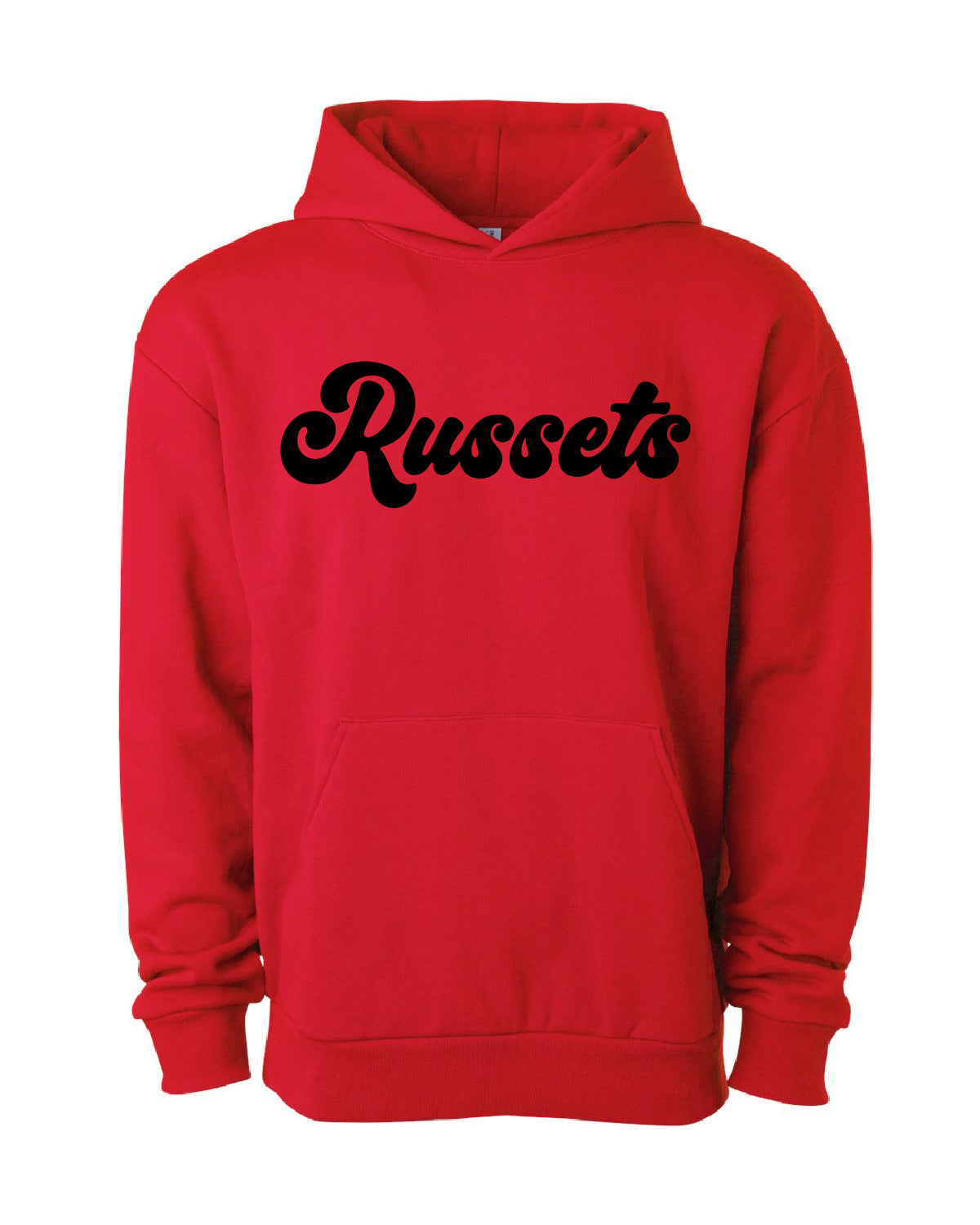 Shelley High School x VAST Apparel - Independent IND330BLV - Red Hoodie w/ Russets (Cursive) - Custom Number (Back)