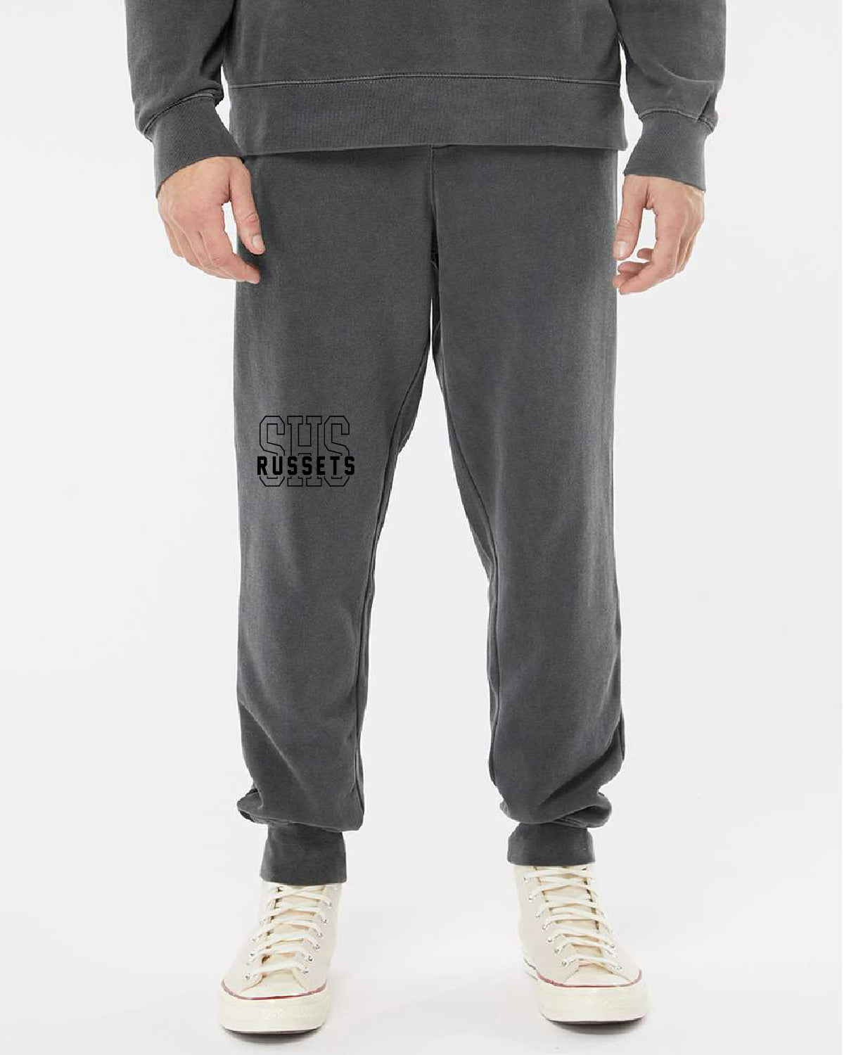 Shelley High School x VAST Apparel- PRM50PTPD - Black Pigment Sweatpants - SHS Outline - RUSSETS