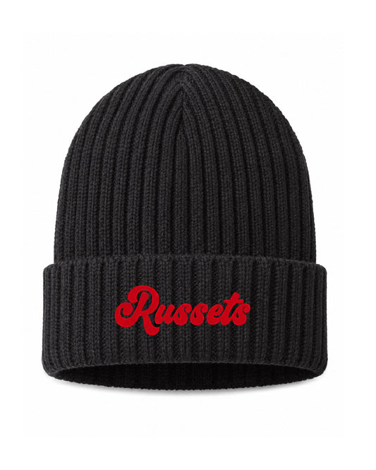 Shelley High School x VAST Apparel - Russets - Black Embroidered Beanie  - Atlantis Headwear Cable Knit Cuffed Beanie