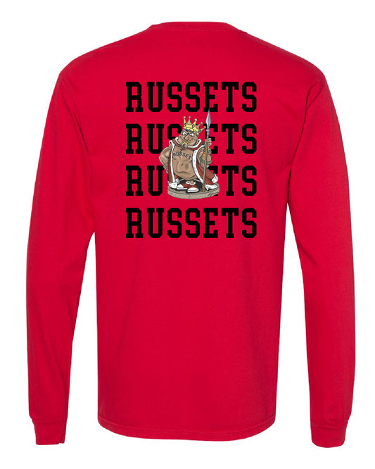 Shelley High School x VAST Apparel - Long Sleeve Comfort Colors Tee - Shelley Pocket Front / RUSSETS (Repeating) Back