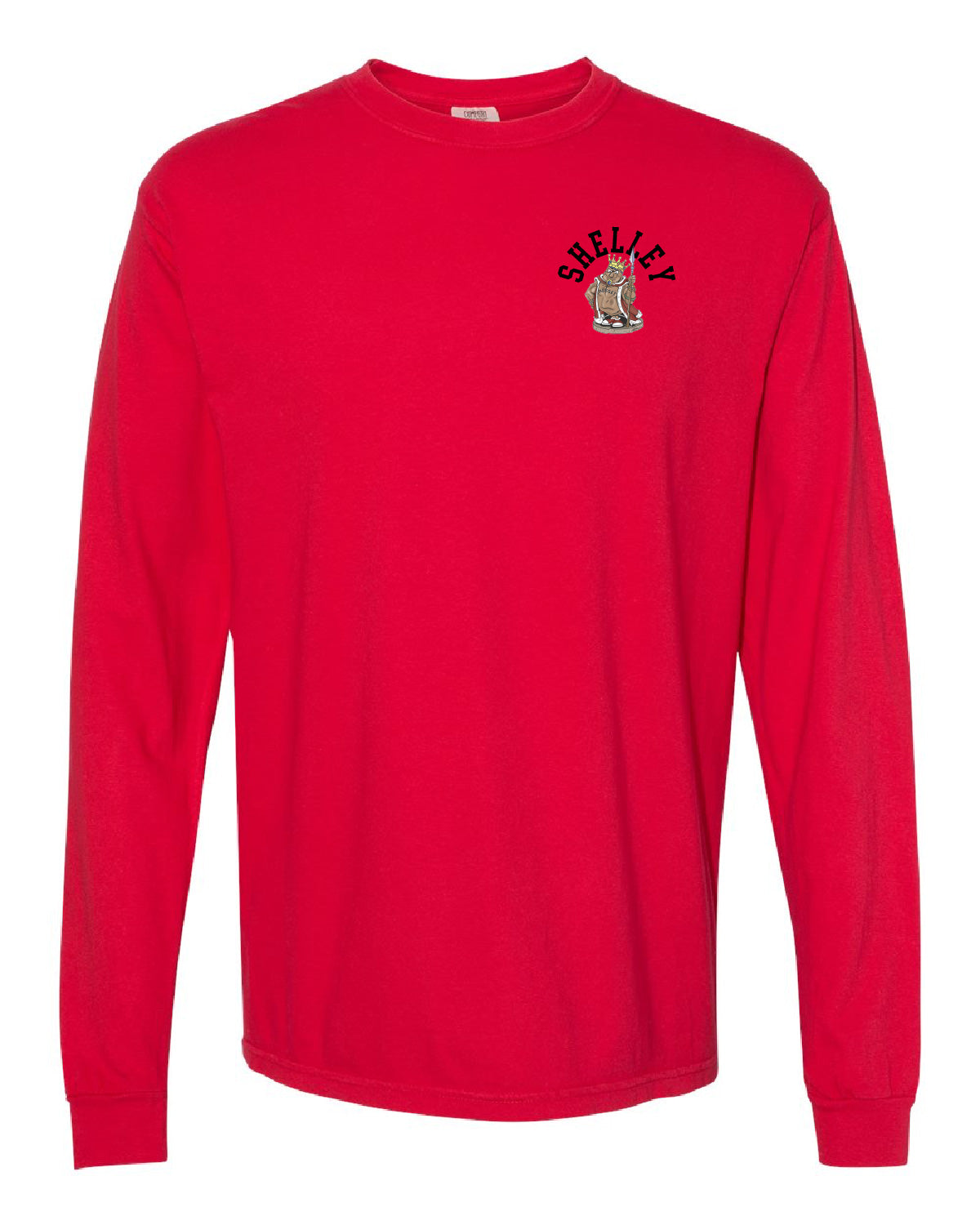 Shelley High School x VAST Apparel - Long Sleeve Comfort Colors Tee - Shelley Pocket Front / RUSSETS (Repeating) Back
