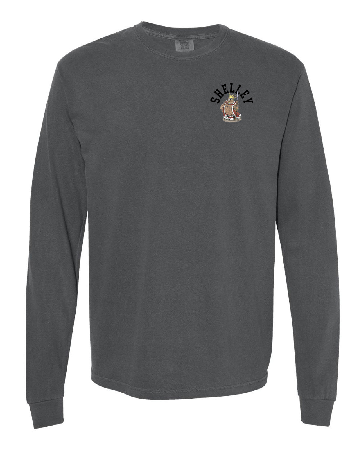 Shelley High School x VAST Apparel - Long Sleeve Comfort Colors Tee - Shelley Pocket Front / RUSSETS (Repeating) Back