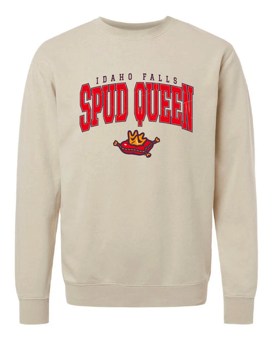 Spud Queen - Printed - Chest Logo and VAST Collar - Independent Pigment Crewneck - PRM3500