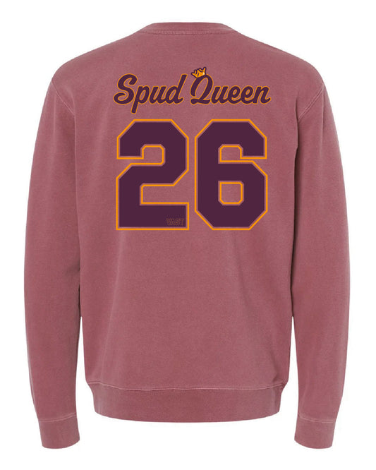 Spud Queen - Printed - Pocket Logo and Number Back - Independent Pigment Crewneck - PRM3500