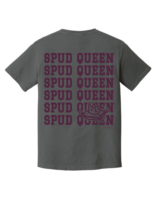 Spud Queen - Printed - Pocket Logo and Repeated Spud Queen Back - Comfort Colors Tee - 1717