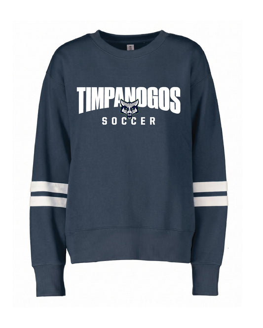 Timpanogos Soccer - Varsity Striped Crewneck - Enza 47079 - Large Logo Print