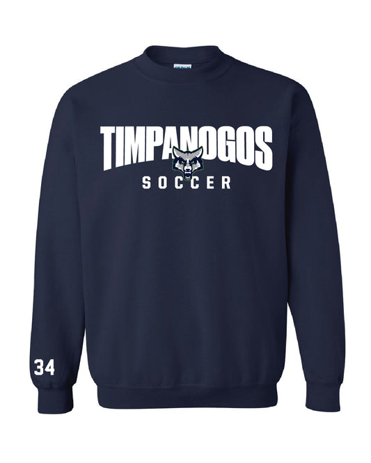Timpanogos Soccer - Gildan Basic Fleece Crewneck  - Large Printed Logo + Custom Number