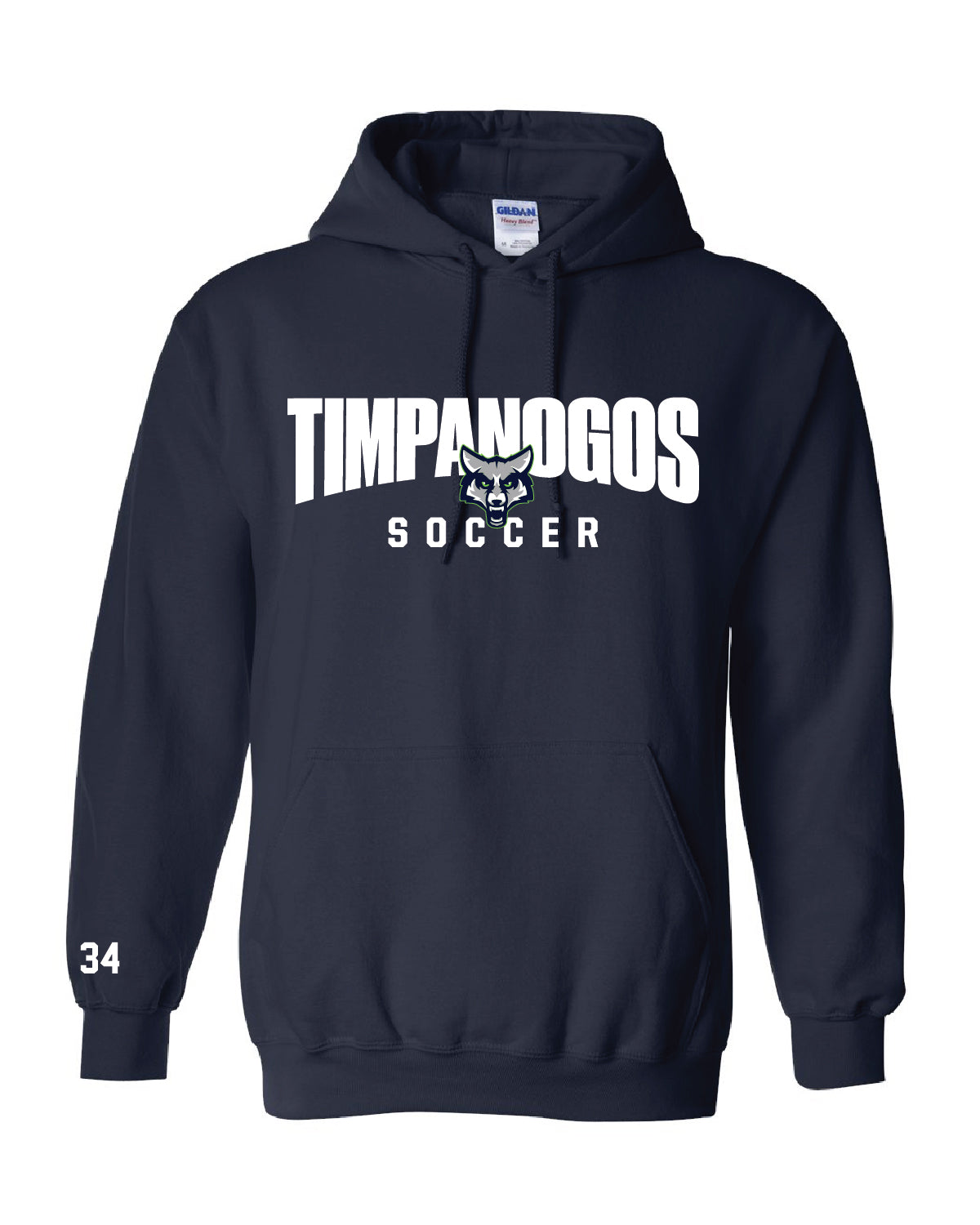 Timpanogos Soccer - Gildan Basic Fleece Hoodie  - Large Printed Logo + Custom Number (Copy)