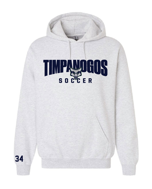 Timpanogos Soccer - Gildan Basic Fleece Hoodie  - Large Printed Logo + Custom Number on Sleeve