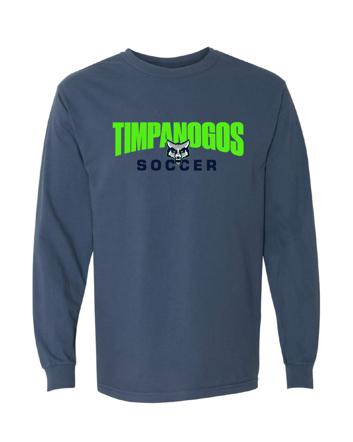Timpanogos Soccer - Long Sleeve Comfort Colors Tee - Large Printed Logo