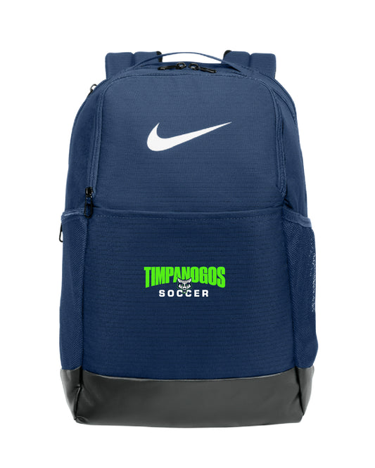 Timpanogos Soccer - Nike Brasilia Medium Backpack - Navy w/ Embroidered Green Logo - NKDH7709