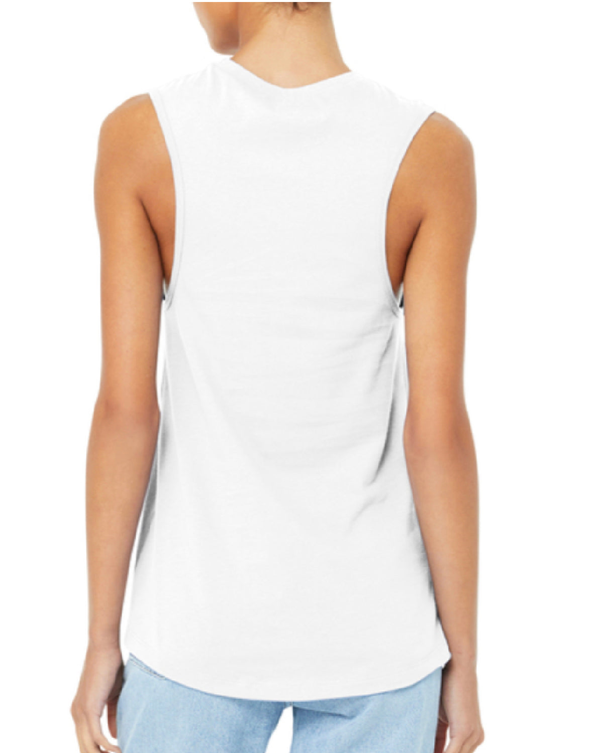 Timpanogos Soccer - White BELLA+CANVAS® Women’s Jersey Muscle Tank - Small and Centered Blue Printed Logo - BC6003