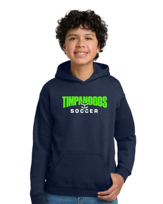 Timpanogos Soccer - Youth Gildan Hoodie - Large Printed Logo - 18500B