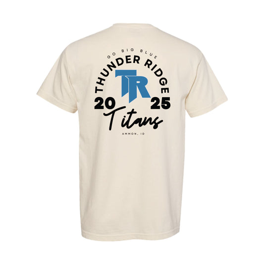 Thunder Ridge Football - TR (pocket) - Go Big Blue (back) - Ivory Comfort Colors Tee
