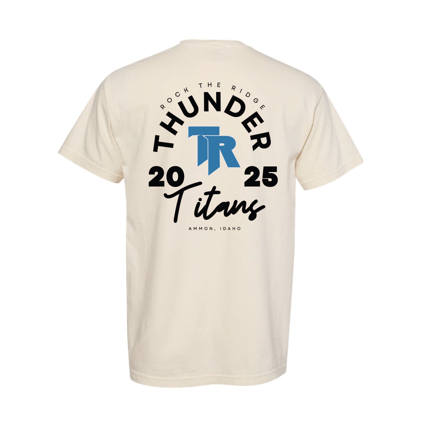 Thunder Ridge Football - TR (pocket) - Rock the Ridge (back) - Ivory Comfort Colors Tee