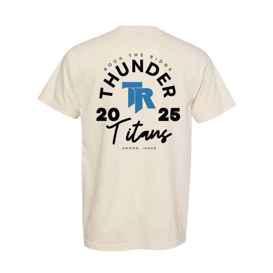 Thunder Ridge Football - TR (pocket) - Rock the Ridge (back) - Ivory Comfort Colors Tee