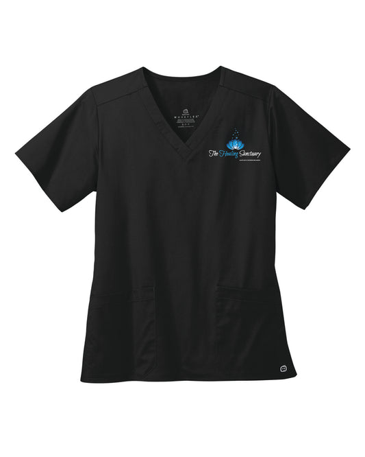 Women's WorkFlex Standard Scrubs V-neck Top - Pocket Printed Design