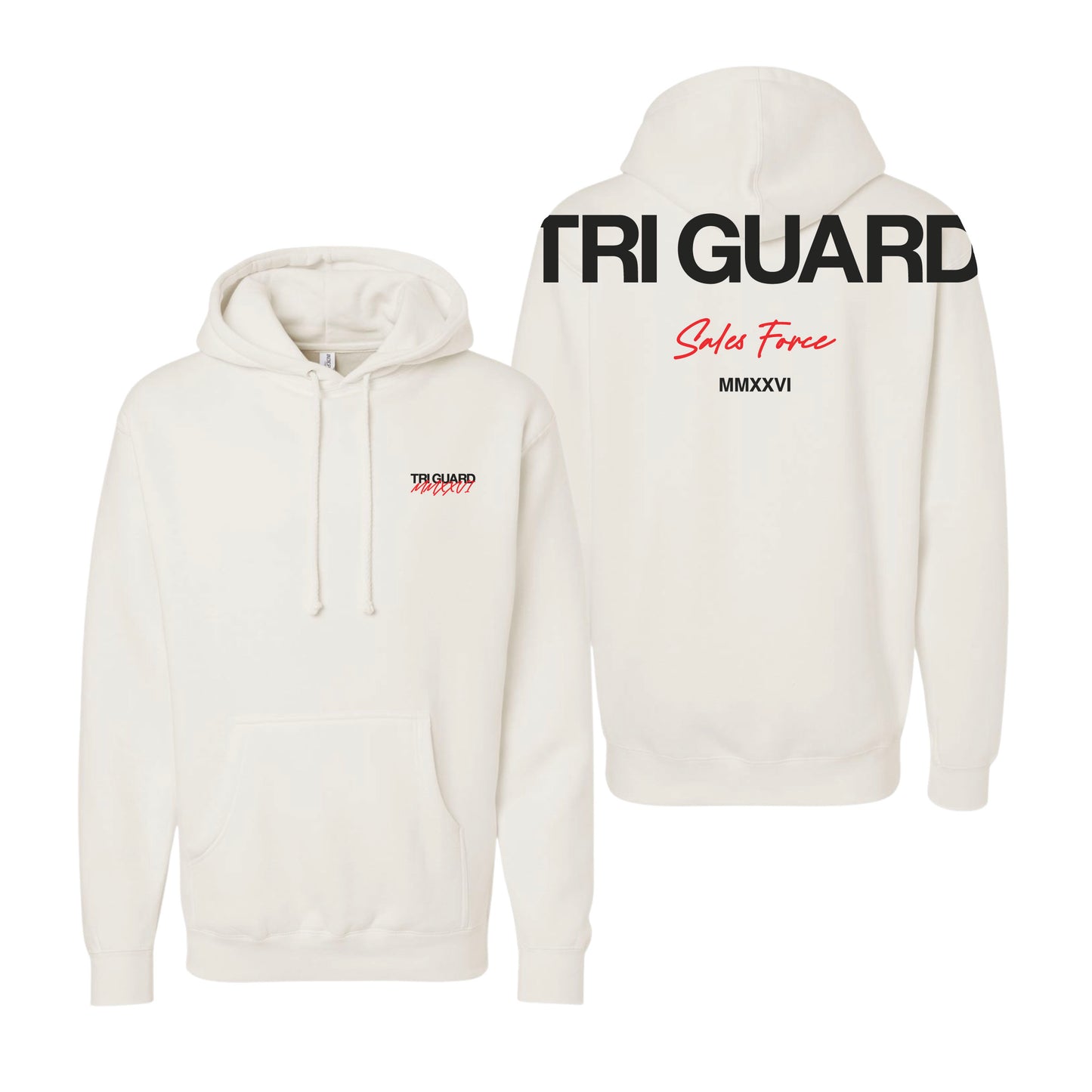 Tri Guard - Bone Embroidered/Printed - IND4000 Independent Trading Co. Unisex Heavyweight Hooded Sweatshirt