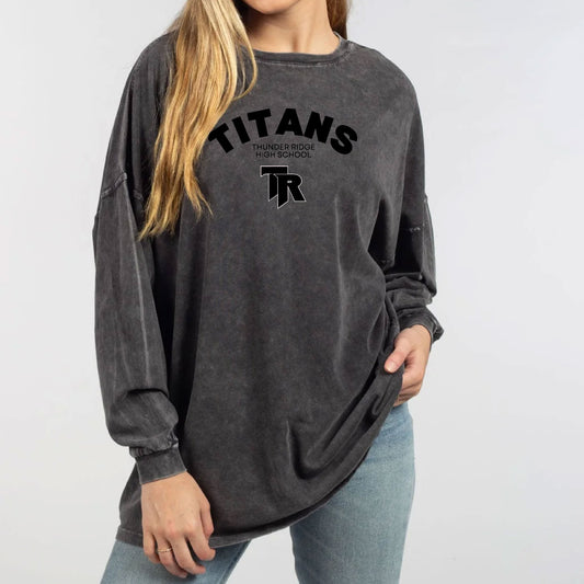 Thunder Ridge Football - University Arch - Black Chick a Dee Long Sleeve