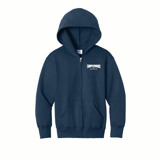 Timpanogos Soccer - Youth Gildan Zip Jacket - Printed Pocket Logo - PC78YZH