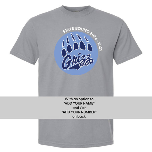 State Bound Circular Grizz Paw - Granite Comfort Colors Tee