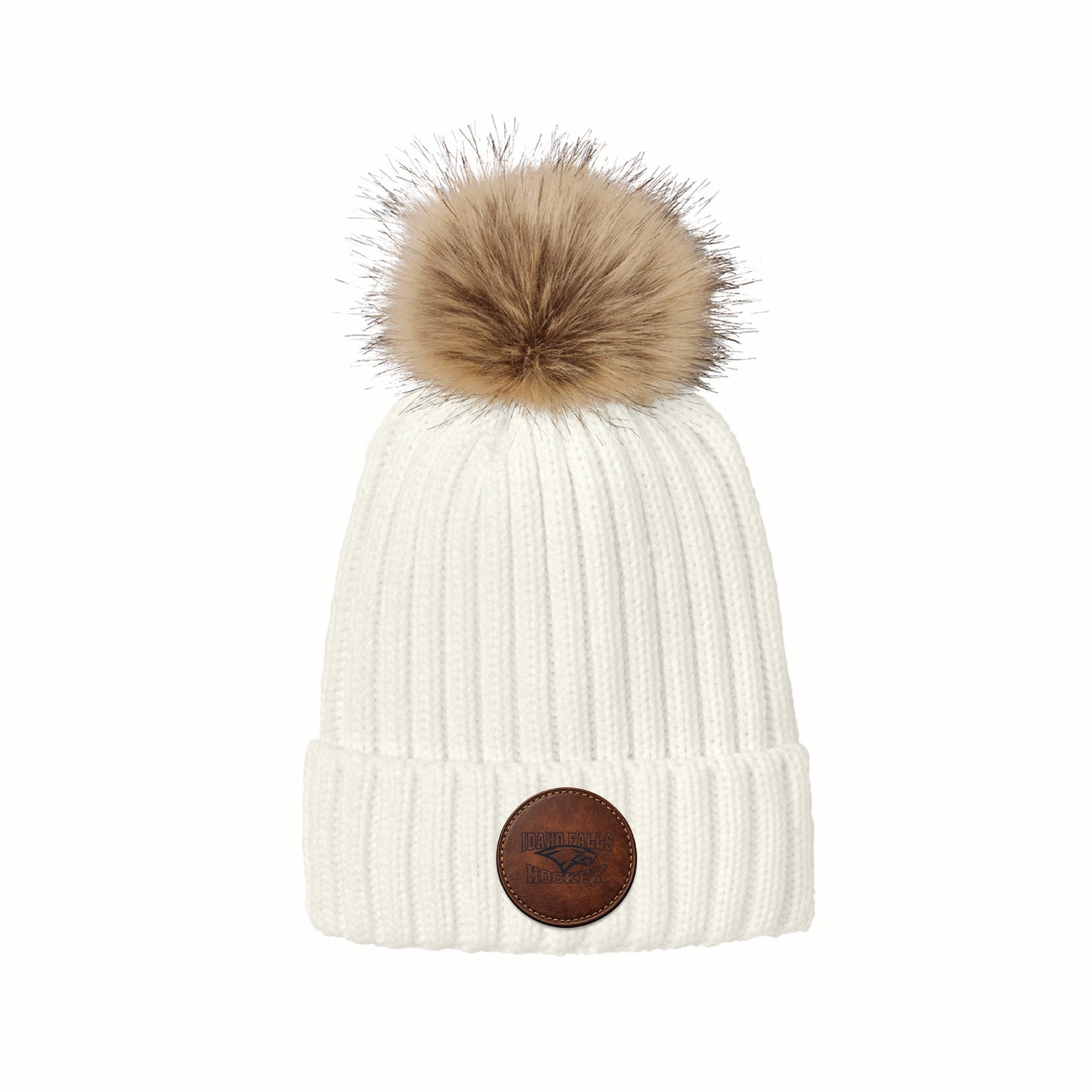 IFYHA - Leather Patch - C990 Port Authority - Faux Fur Pom Beanie